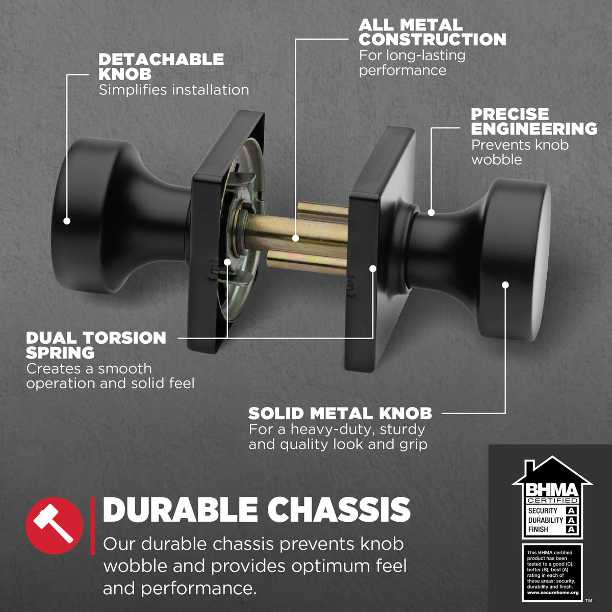 Kwikset Pismo non locking function ideal for doors needing quick access.