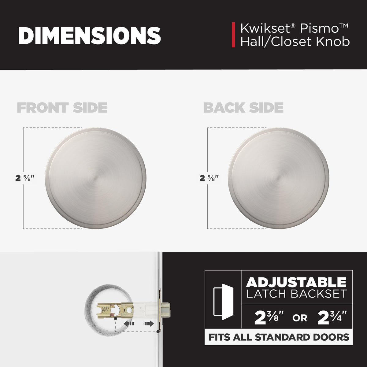 Kwikset Pismo passage knob installed on a door for everyday access.