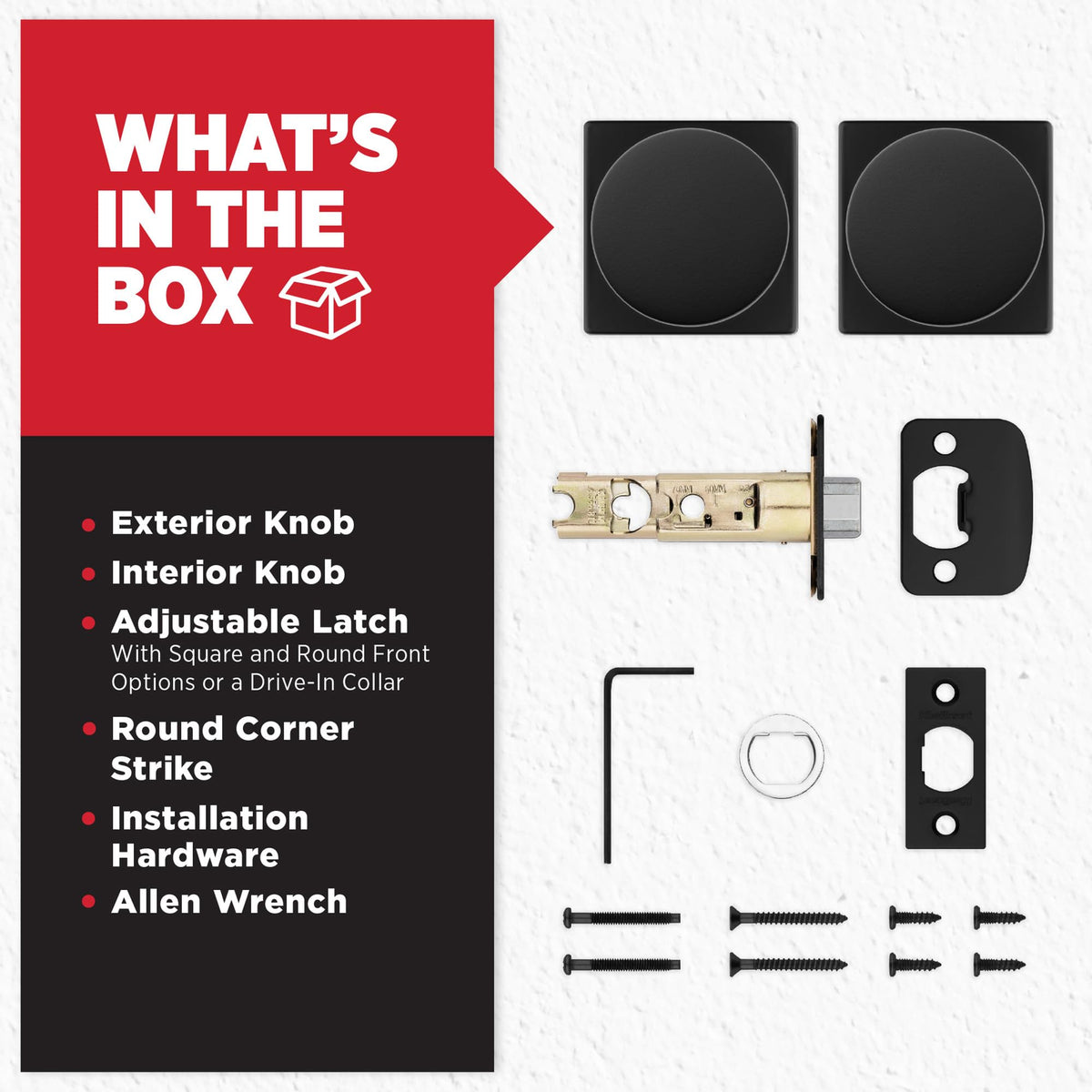 Kwikset Pismo privacy option with interior locking for bedrooms.