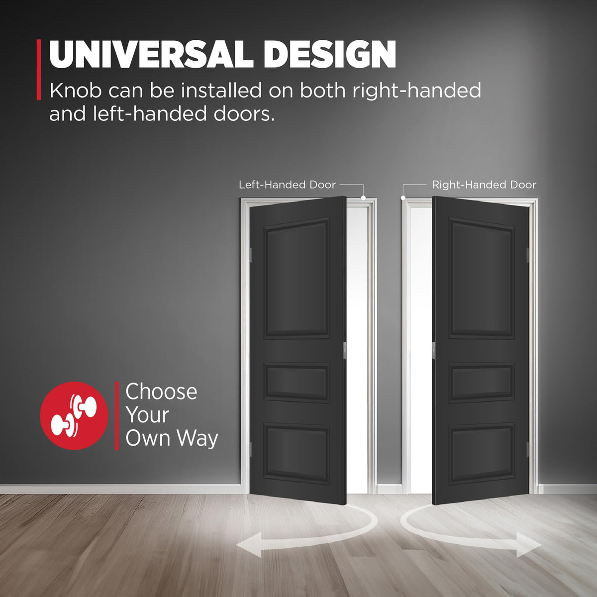 Kwikset Pismo round rose option for a softer circular design look.