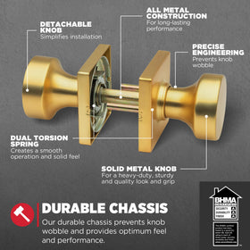 Kwikset Pismo round rose offers versatile design for hallways and closets.