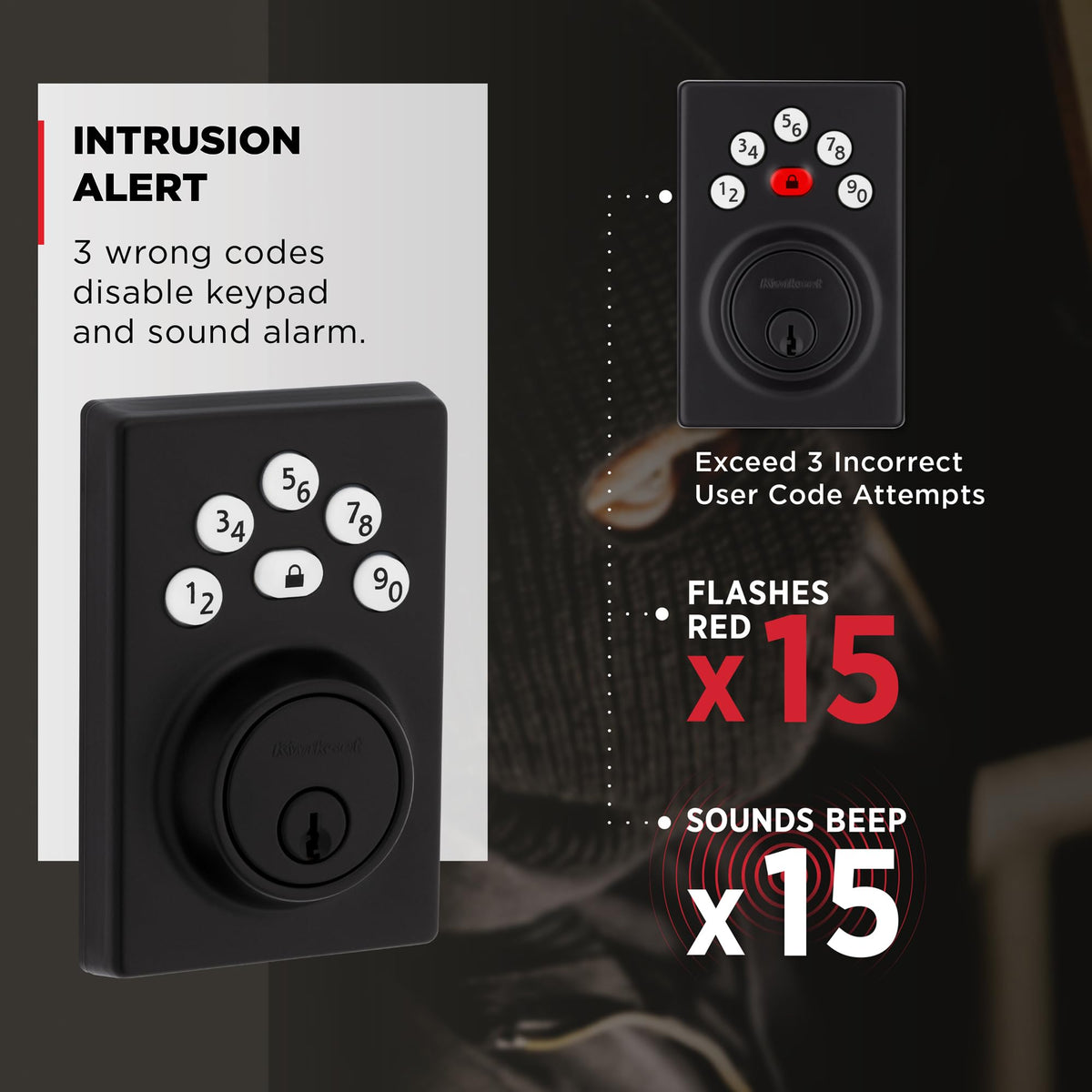 Kwikset Powerbolt 240 one touch auto-lock button in action