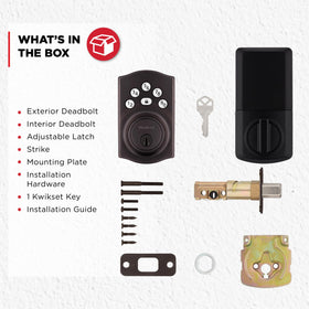 Kwikset Powerbolt 240 door-mounted lock installed on a front door.