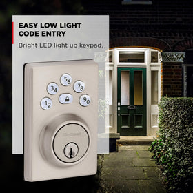 Kwikset Powerbolt 240 backlit keypad for easy entry in the dark