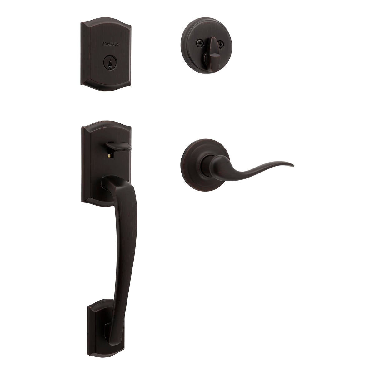 Kwikset Prescott exterior handleset with deadbolt for secure front entry