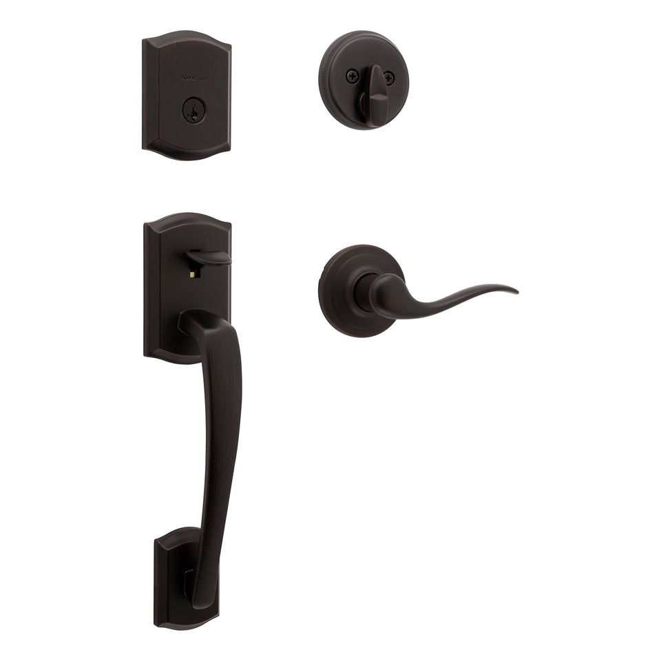 Kwikset Prescott exterior handleset with deadbolt for secure front entry