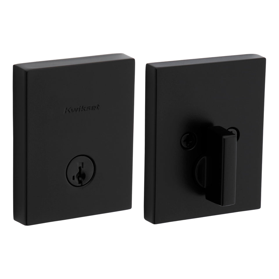 Kwikset San Clemente deadbolt—rectangle exterior keyed front door for secure access