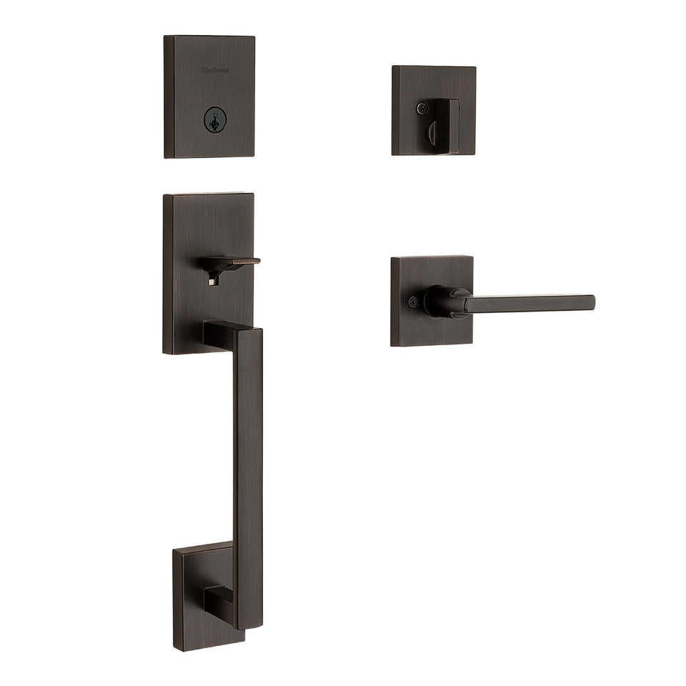 Kwikset San Clemente front door lock handleset with deadbolt for secure exterior entry
