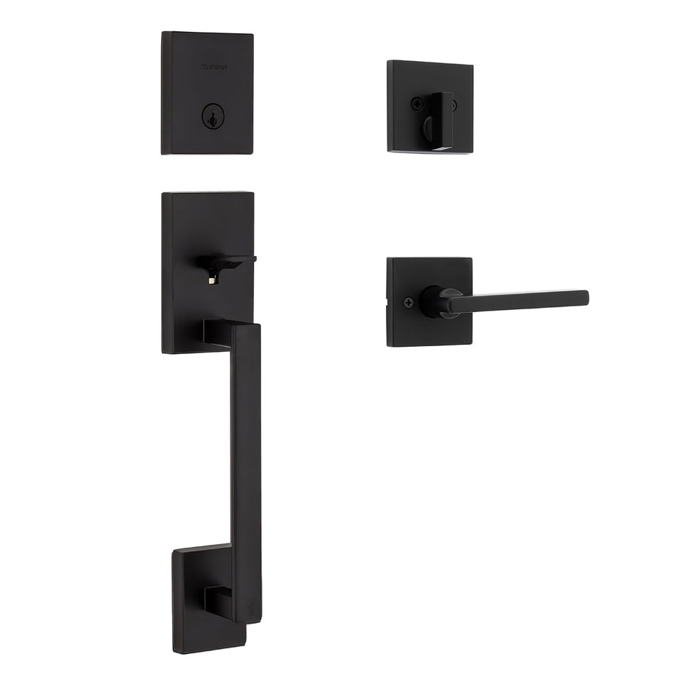 Kwikset San Clemente exterior front-door lock set in matte black enhances curb appeal and security