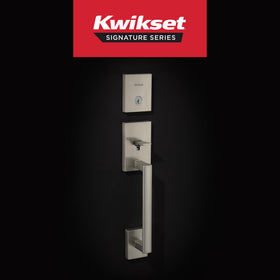 Kwikset San Clemente interior lever for convenient one-hand operation.