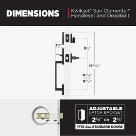 Kwikset San Clemente fits standard doors 1-3/8 to 1-3/4 inches