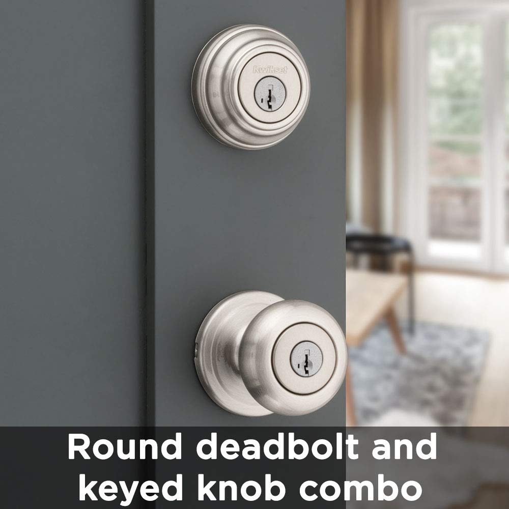ANSI Grade 1 deadbolt with keyed knob delivers solid residential security.