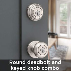 ANSI Grade 1 deadbolt with keyed knob delivers solid residential security.