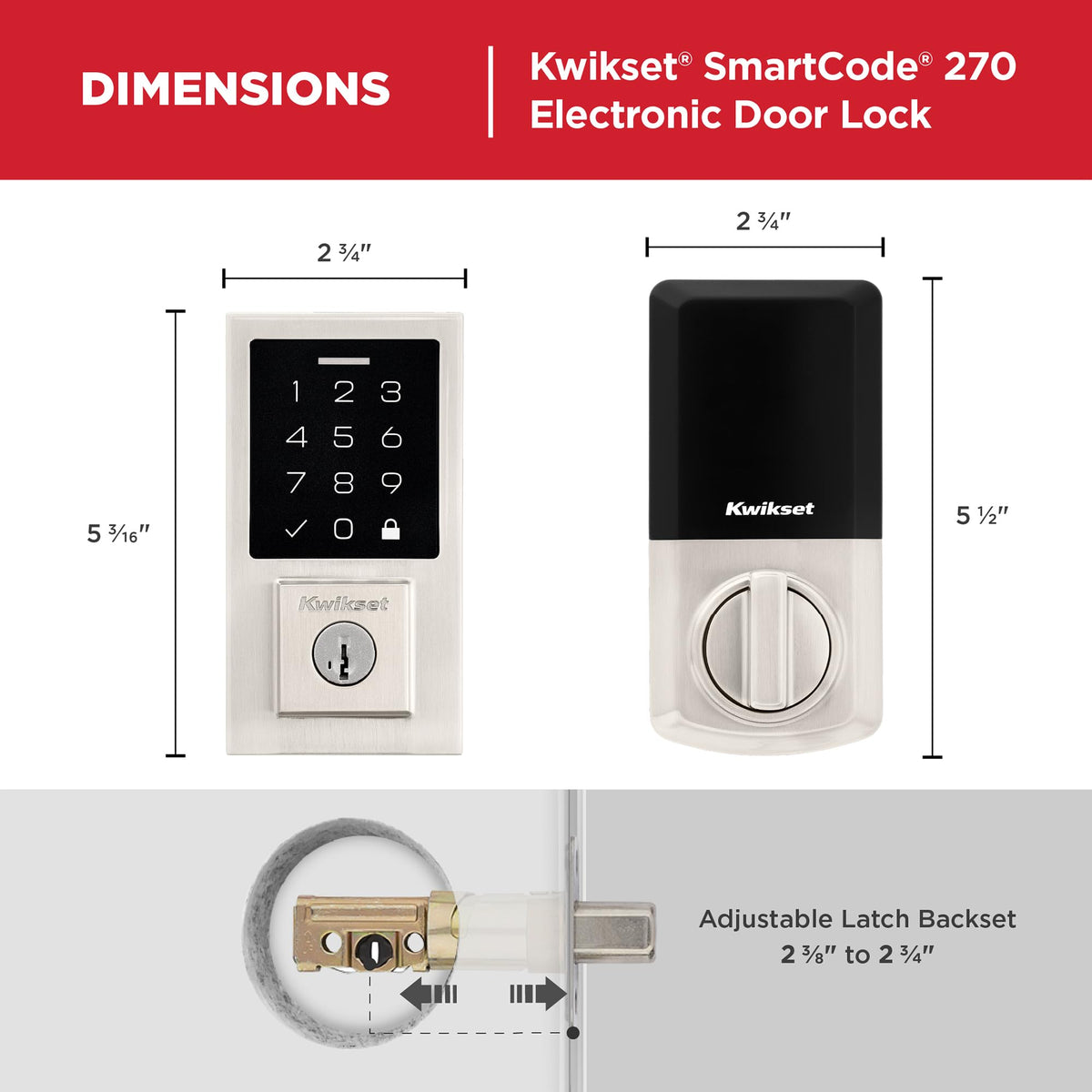Kwikset SmartCode 270 satin nickel finish for durable stylish entry