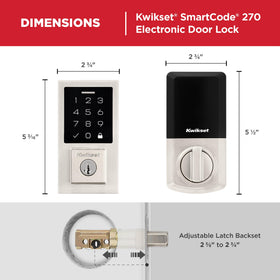Kwikset SmartCode 270 satin nickel finish for durable stylish entry