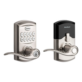 Kwikset SmartCode 917 keypad lever in satin nickel for keyless entry convenience