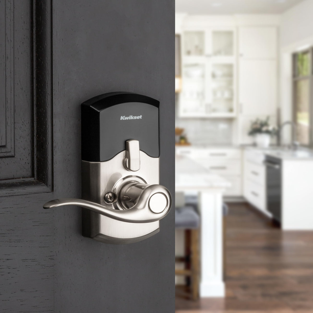 Traditional wave design Kwikset SmartCode 917 satin nickel finish