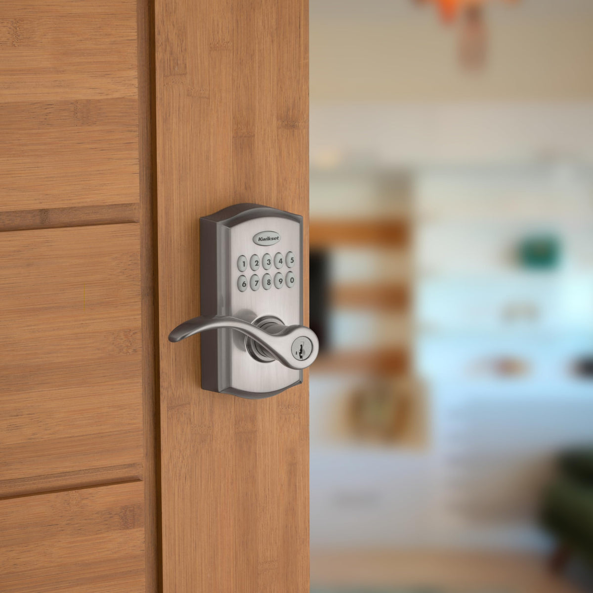 Kwikset SmartCode 955 Pembroke keypad lit for nighttime access