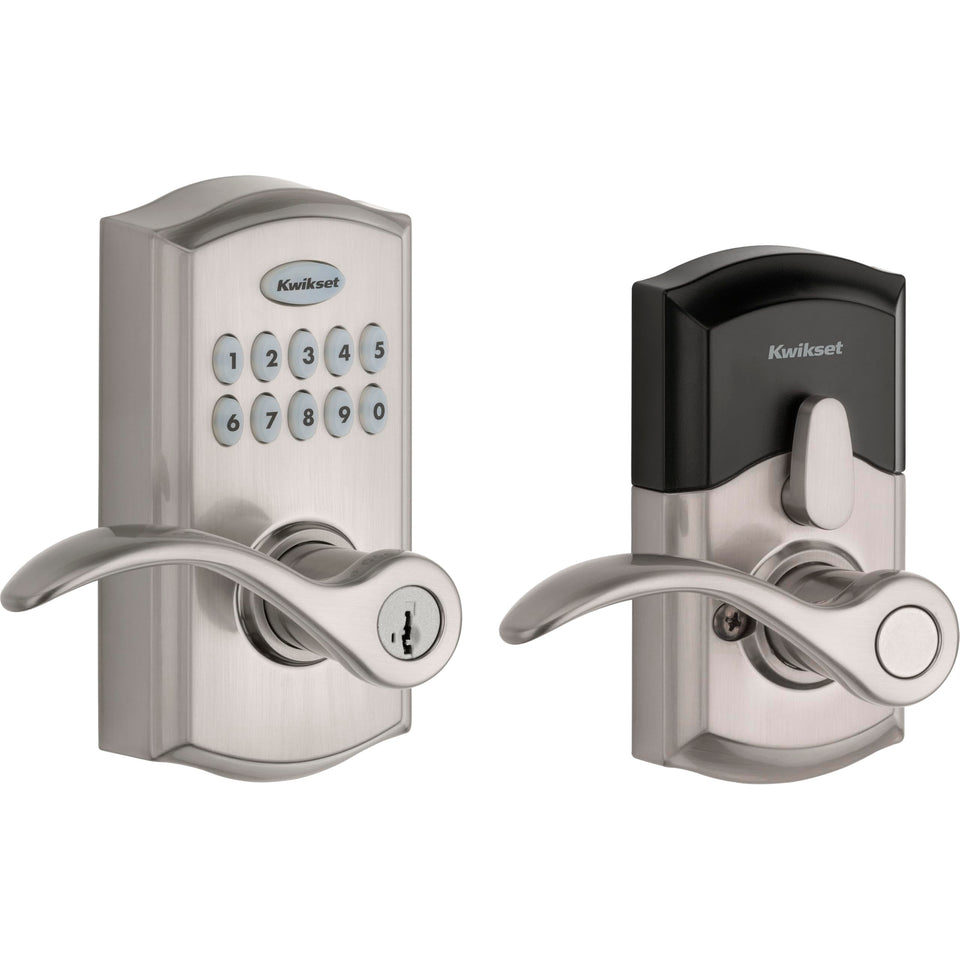 Kwikset SmartCode 955 Pembroke lever close-up showing keyless entry convenience