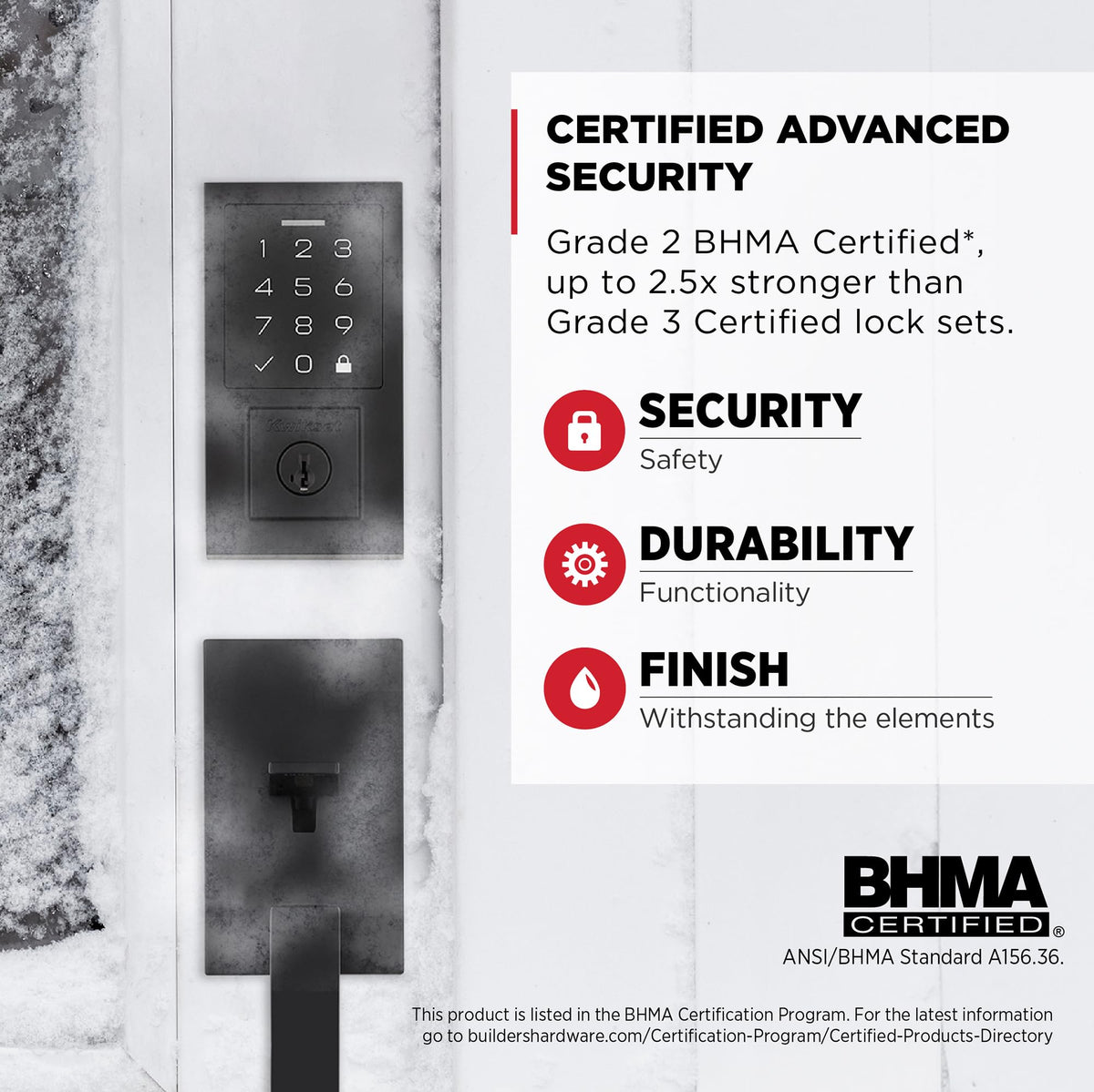 Kwikset SmartCode 270 12-month battery life reduces frequent battery changes.