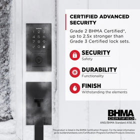 Kwikset SmartCode 270 12-month battery life reduces frequent battery changes.