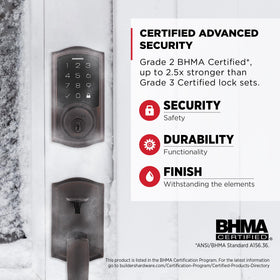 Kwikset SmartCode 270 battery life supports up to 12 months of use.