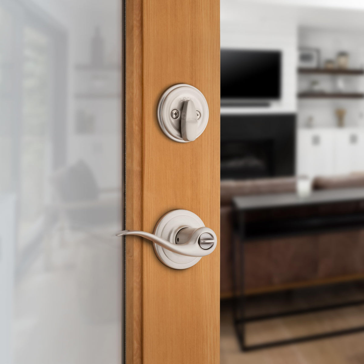 Kwikset SmartKey security close-up showing quick rekey capability for convenient access.