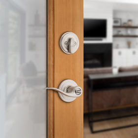 Kwikset SmartKey security close-up showing quick rekey capability for convenient access.