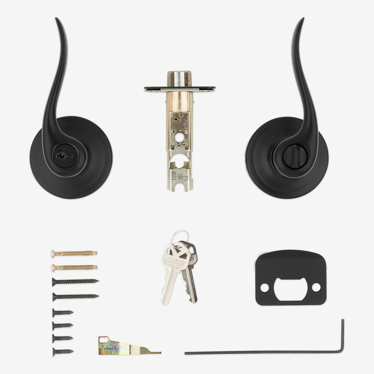 Kwikset Tustin adjustable latch shown fitting standard doors