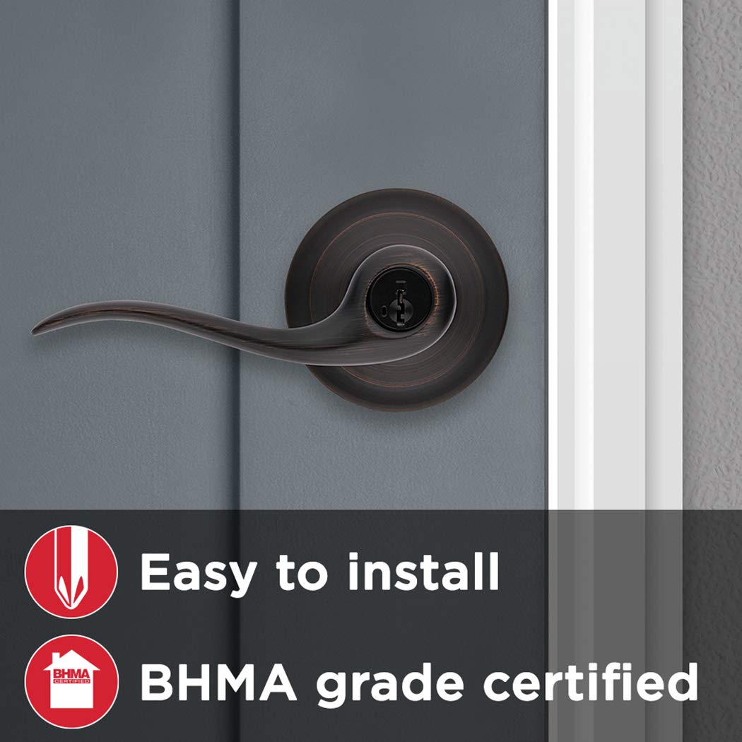 Kwikset Tustin package includes keys and installation hardware for easy setup.