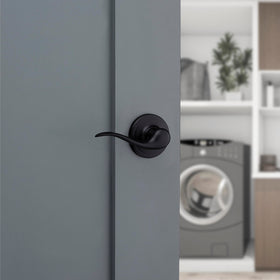 Close-up of reversible Kwikset Tustin lever for left or right handed doors