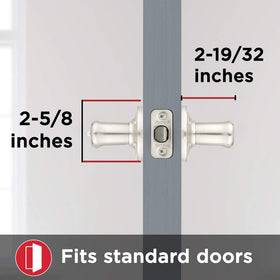 Kwikset Tustin transitional door hardware complements modern decor.