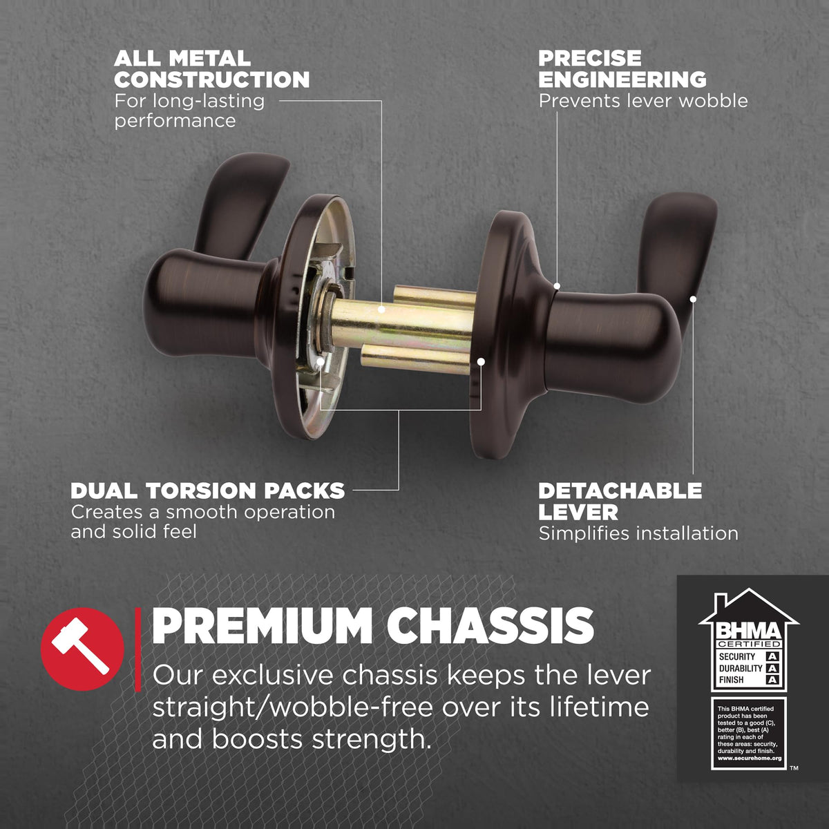 Close-up of Kwikset Tustin Venetian Bronze finish detailing