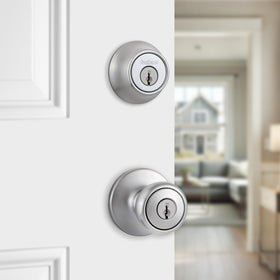 Kwikset Tylo deadbolt with SmartKey, quick rekeying option for family safety.