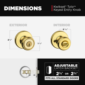 Kwikset Tylo durable polished brass finish designed for daily use.