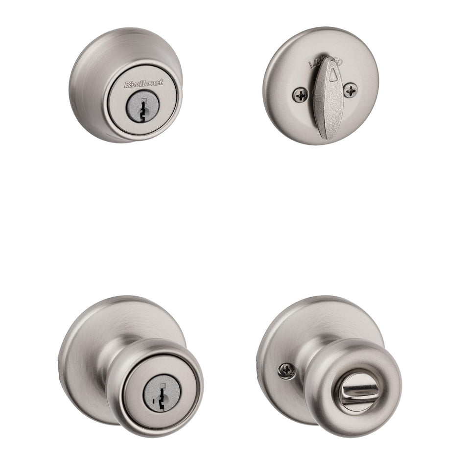 Kwikset Tylo front door lock set demonstrates a secure exterior entry solution