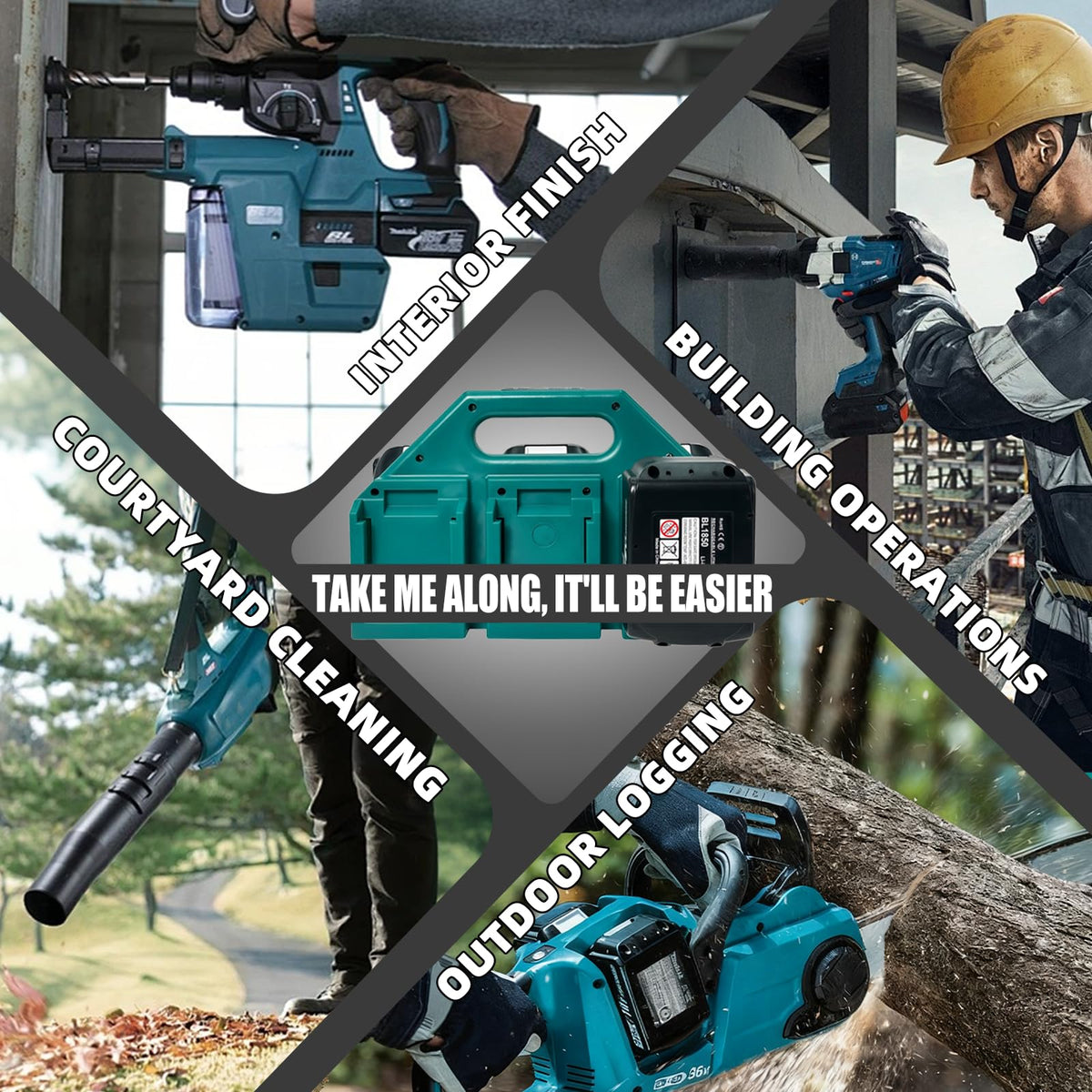 Kxufoae 6-slot Makita battery holder inside view keeps batteries secure during transport.