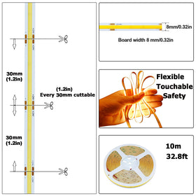 KXZM COB LED strip with CRI 93+ renders colors more naturally.