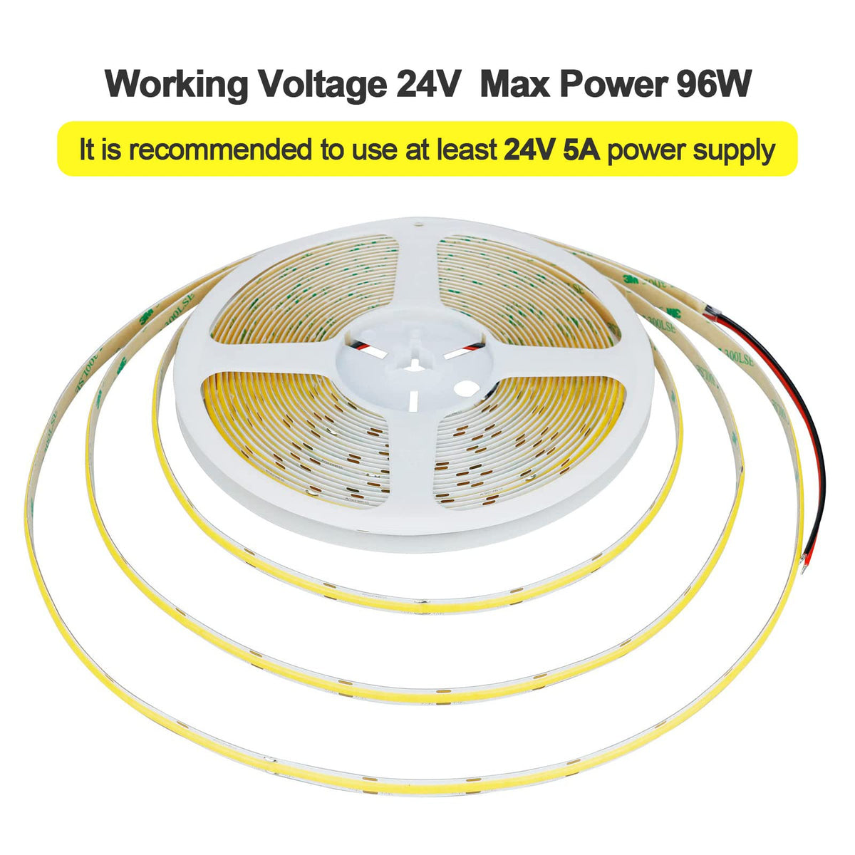KXZM COB LED strip dotless glow ideal for cabinets and shelves.