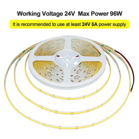 KXZM COB LED strip dotless glow ideal for cabinets and shelves.
