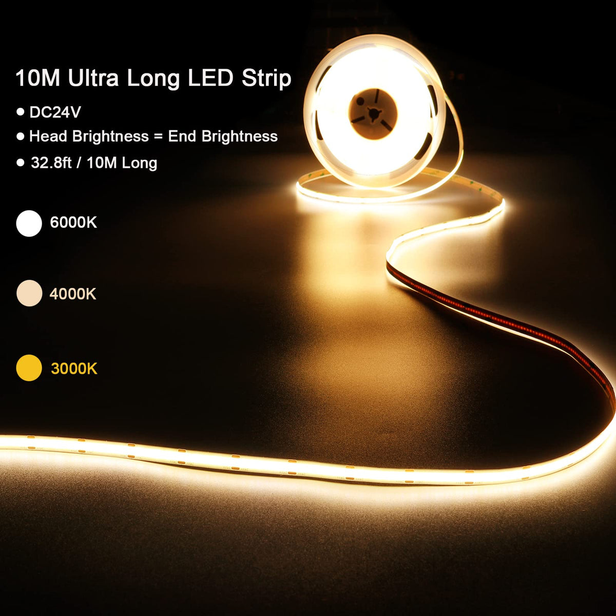 KXZM COB LED strip provides mirror-backlighting with a soft, even glow.