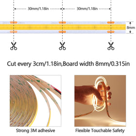 KXZM COB strip delivers an even glow for seamless under-cabinet lighting.
