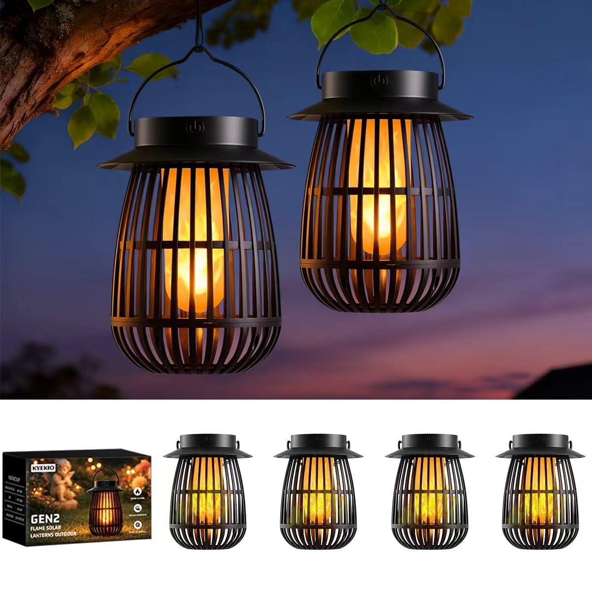KYEKIO Gen2 flame lantern with dancing flame for outdoor ambience
