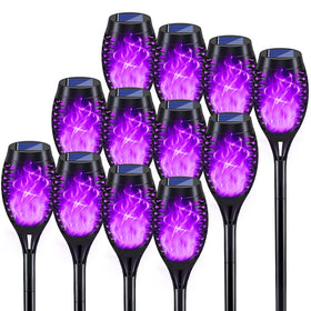 KYEKIO purple solar torch lights illuminate pathways with a dancing flame
