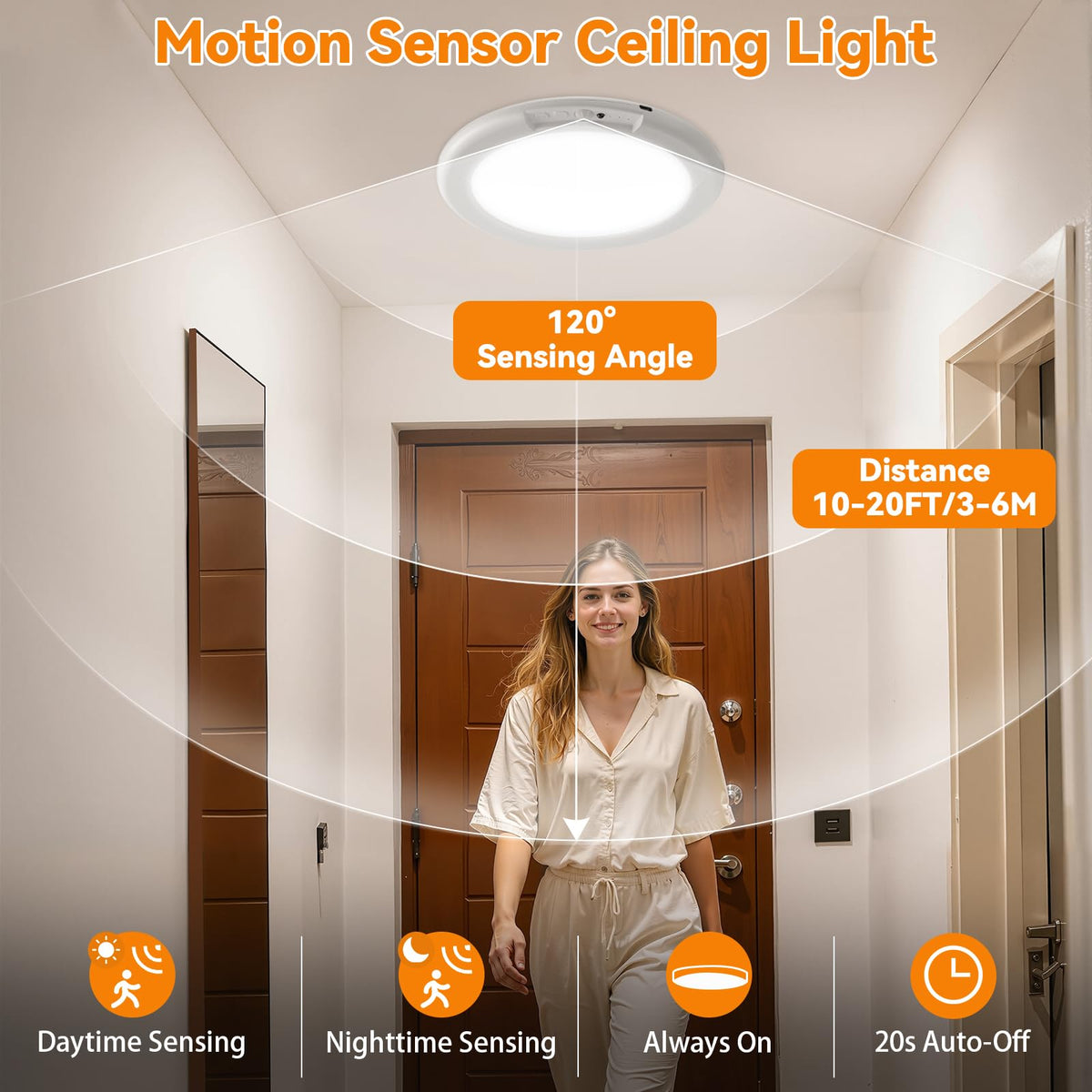 KYEKIO 3-color temperature ceiling light provides cool, warm, or natural tones for any space.