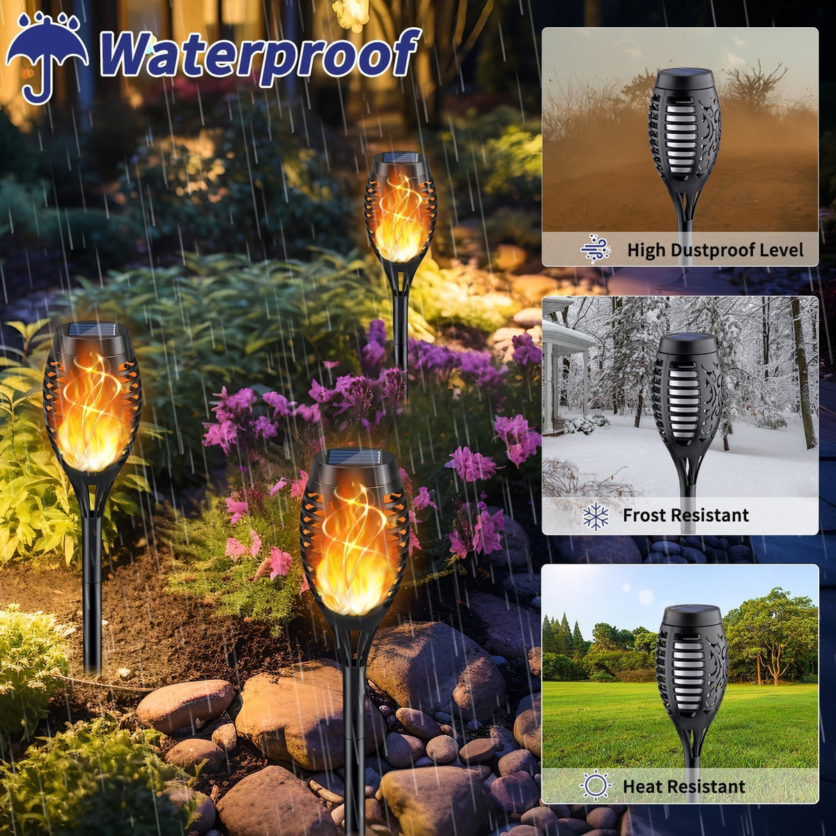 KYEKIO solar flame torch light auto-on/off for effortless outdoor illumination