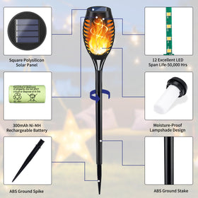 KYEKIO torch lights ready for quick placement with included ground spikes.