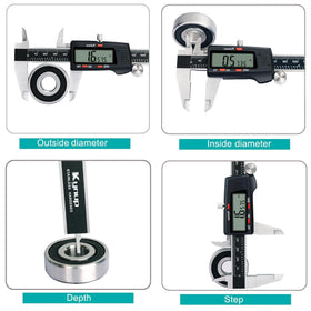 Kynup digital caliper with two jaws and probe for depth and internal measurement