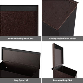 KYODOLED mailbox lid open to reveal sloped roof draining water