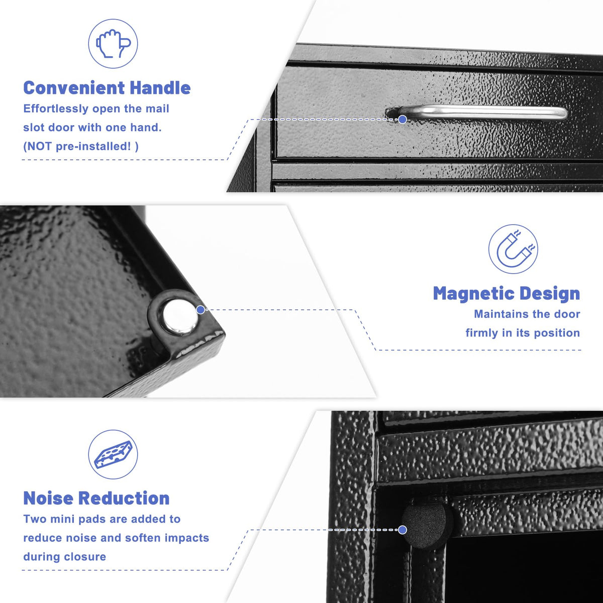 KYODOLED large-capacity mailbox shows space for letters, envelopes, and small items.